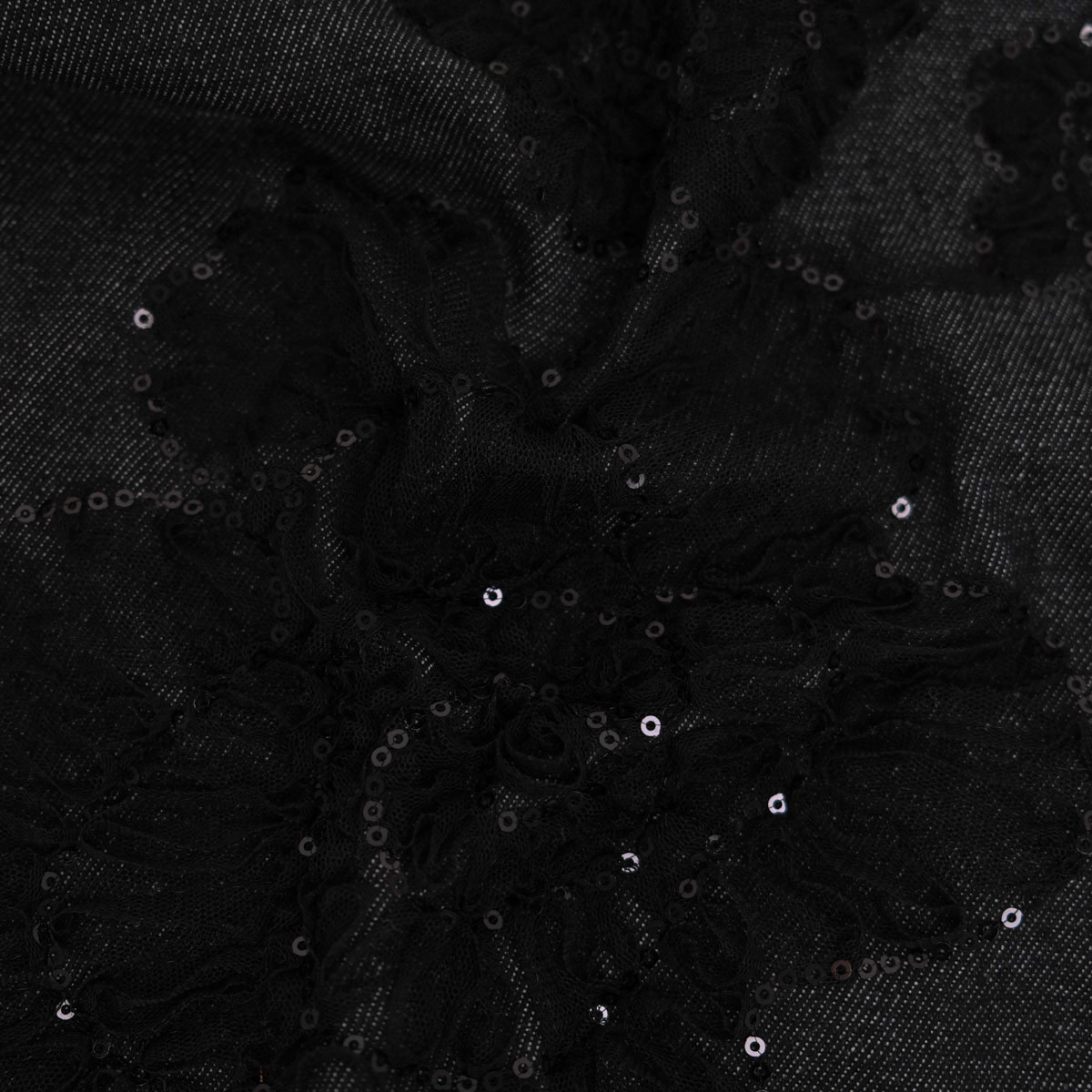 Black Denim with Tulle and Sequins - Sam - Maison Klem